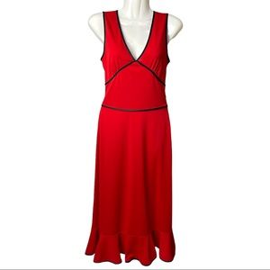 Express | Red & Black Midi Dress | Size 1/2